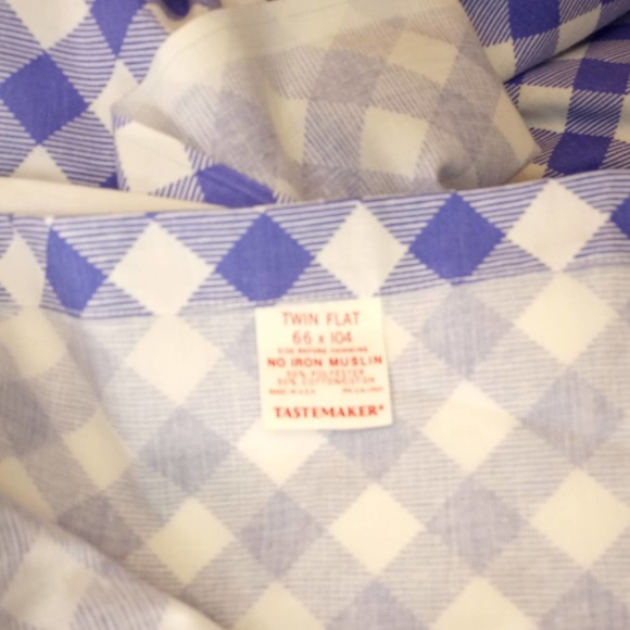 VTG Tastemakers Flat Periwinkle Gingham Twin - Picture 6 of 8